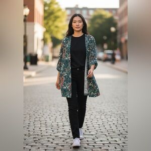 Floral open front light weight cardigan -soft!! Size S oversized) fits like M/L